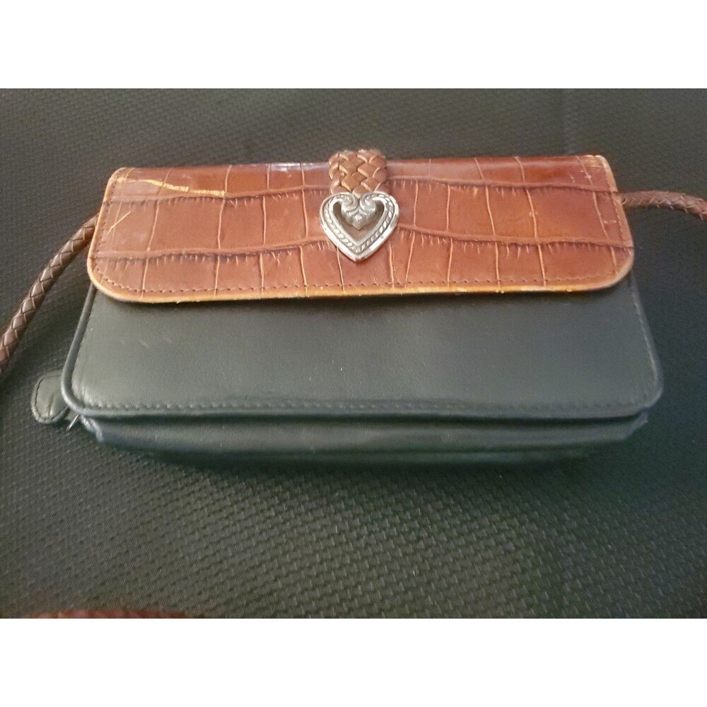 Brighton Croc Embossed Wallet Purse with Detachable Strap Black Brown - Picture 2 of 16
